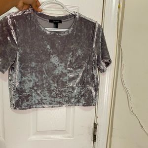 Forever21 Grey Velvet Crop Top